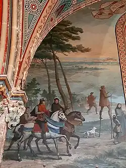 Fresque de la chapelle sud : scène médiévale