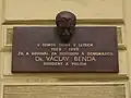 Plaque commémorative du politicien Václav Benda