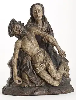 Figurine en bois, Pieta, polychrome.