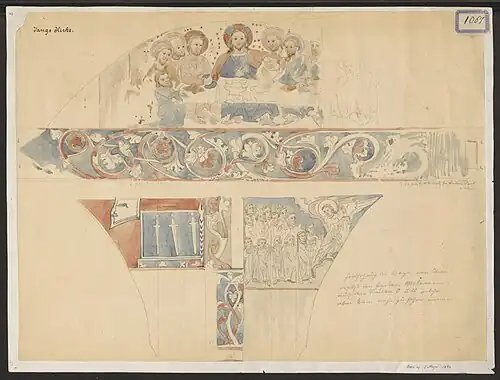 Décorations peintes dans le chœur, la cène.