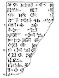 Dessin de l'inscription en pierre d'Itti-Marduk-balāṭu avec un titre élaboré