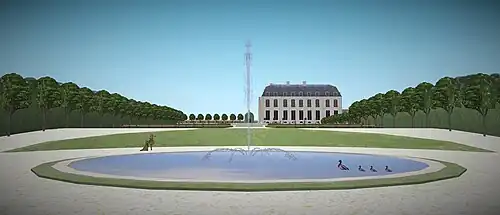 Vue depuis le bassin en remontant vers le château, Villeneuve-le-Roi, vers 1710.