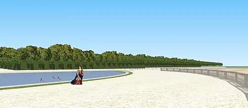 Vue panoramique (vers le nord) depuis la demi-lune de Villeneuve-le-Roi vers 1710.