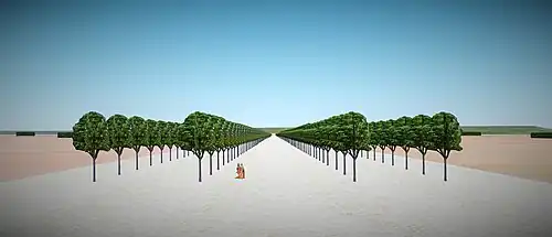 Vue sur l'allée basse qui rejoint la Seine à Villeneuve-le-Roi vers 1710.