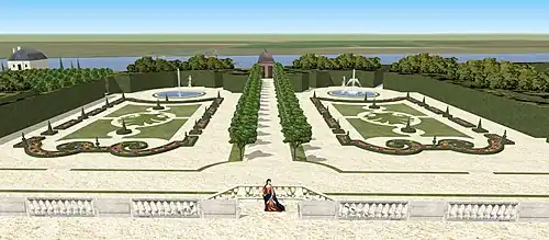 Vue sur le parterre du château de Conflans à la fin du XVIIe siècle.