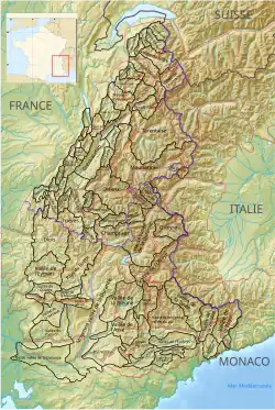 Carte de localisation du Queyras dans les Alpes françaises.
