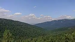 Vue de la vallée de Valsaín depuis le port de Navacerrada.