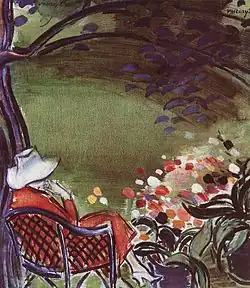 Femme assise dans le jardin (c.1930).
