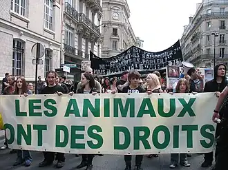L'édition parisienne 2008 de la Veggie Pride, manifestation en faveur du véganisme.