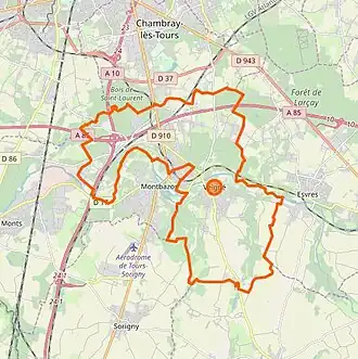 Carte représentant les limites territoriales d'une commune.