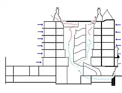 Plan en coupe latérale de la maison.
