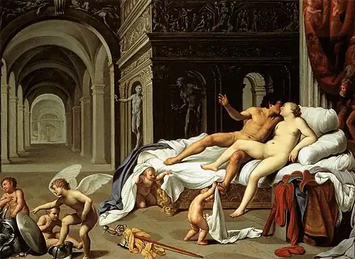 Mars et Vénus (1600), huile sur cuivre, 40&nbsp;×&nbsp;55&nbsp;cm, Madrid, musée Thyssen-Bornemisza.