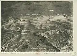 Vue aérienne du champ de bataille de Verdun en 1916 (rive droite).