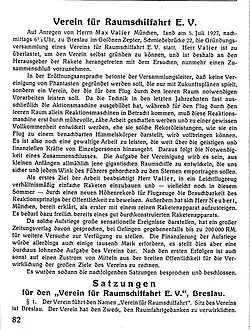  acte de fondation de l'Association le 5 juillet 1927 à Breslau