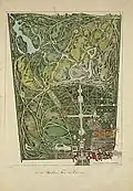 Projet de nouveaux jardins pour le parc de Versailles, tiré d'une réédition (de 1838) de Plans raisonnés de toutes les espèces de jardins.