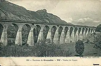 Carte postale du viaduc ferroviaire dans son ensemble, vers le tournant du XXe&nbsp;siècle.