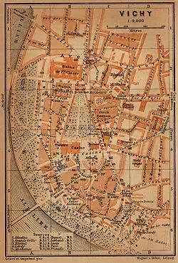 Plan de la ville de Vichy en 1914.