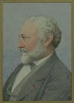 Peinture représentant un homme mûr barbu vu de côté.