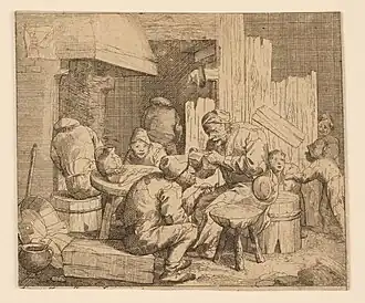 Vieille femme lisant, Jacques Dassonville, gravure à l'eau-forte, dim.88x104mm, musée des Beaux-Arts de Nancy.