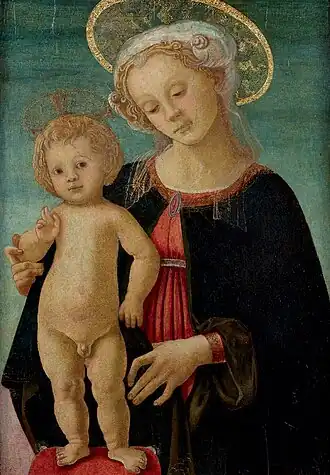 Vierge à l'Enfant, attribué à Sandro Botticelli jeune (1445-1510) ou Andrea Verrocchio (Florence 1435 – Venise, 1488), v. 1470. Tempera sur boisParis, Musée Jacquemart-André