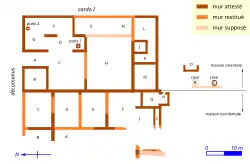 Maison double qui est la base de ce qui deviendra la maison au  grand péristyle