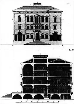 Façade et coupe transversalede la partie centraleFrancesco Muttoni en 1760