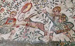 Enfants de type venator sur la mosaïque de la villa de Casale en Sicile