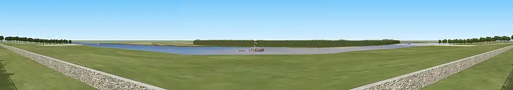 Schéma de la vue panoramique sur la Marne depuis la terrasse du château de Villeflix, XVIIIe.