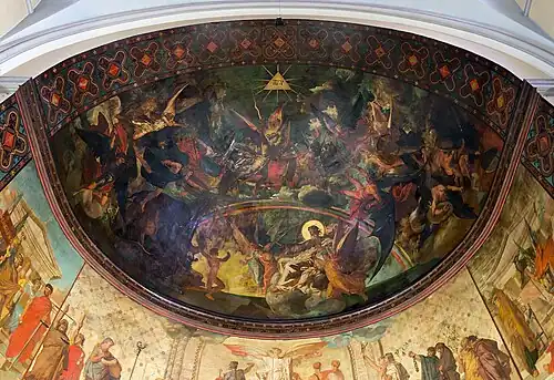 Bernard Bénézet, Combat des bons et des mauvais anges et Création de l’homme (1862), plafond de l'abside.