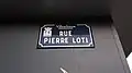Plaque de la rue Pierre Loti à Villeurbanne