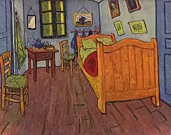 La Chambre à coucher, 1888, huile sur toile, 72&nbsp;×&nbsp;90&nbsp;cm, Amsterdam, musée Van Gogh, Fondation Vincent van Gogh (F482/JH1608).