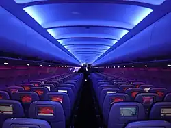 Cabine intérieure de Virgin America
