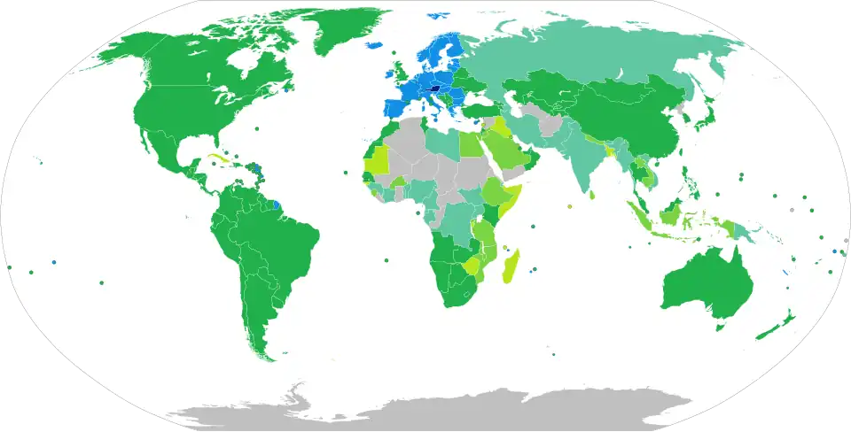 Carte des pays requérant (ou non) un visa