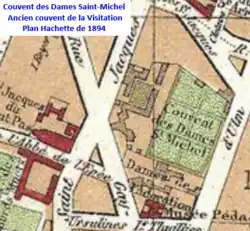 Le couvent sur le plan Hachette de 1894.