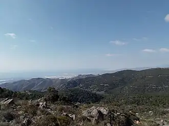 Vue vers le sud sur le golfe d'Almería depuis le pic Colativí