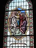 Le vitrail de l'église, avec saint Martin.