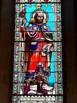 Vitrail représentant Jacques le Majeur en habit de pèlerin de Compostelle