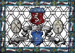 Vitrail des Maîtres Peintres Verriers de Lyon. Vitrail encore en place dans les bâtiments d'origine de Choulans.