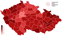 Résultats de Miloš Zeman par district au second tour.
