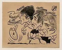 Dessin caricaturale représentant des hommes.