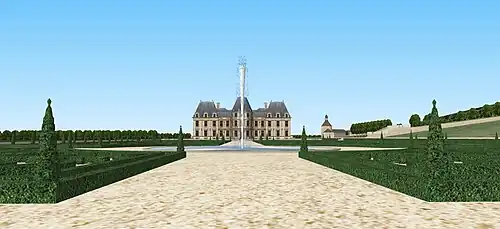 Vue depuis le parterre en direction du château.