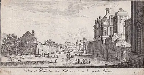 Vue des Tuileries et du pavillon de Jean Bullant, par Israël Silvestre - ca. 1650.