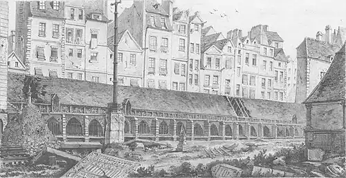Les charniers en 1786 avant démolition.