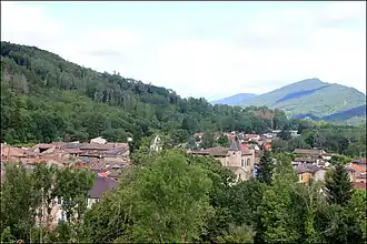 Vue plongeante sur le village depuis le château d'Amont.