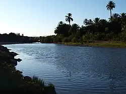 Vue sur l'oued Dadès à Imassine, province de Ouarzazate.