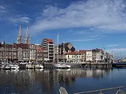 Vue sur le Port d'Ostende et la ville.