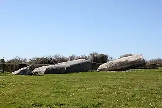 Grand menhir brisé d'Er Grah de Locmariaquer en Bretagne.