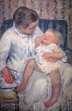 Mary Cassatt, Mother About to Wash Her Sleepy Child, 1880, musée d'art du comté de Los Angeles.