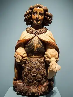 Ange gardien, vers 1442, albâtre polychrome (musée de Saragosse).