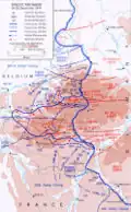 Progression de la contre-offensive nazie lors de l'opération « Wacht am Rhein », 16-25 décembre 1944.